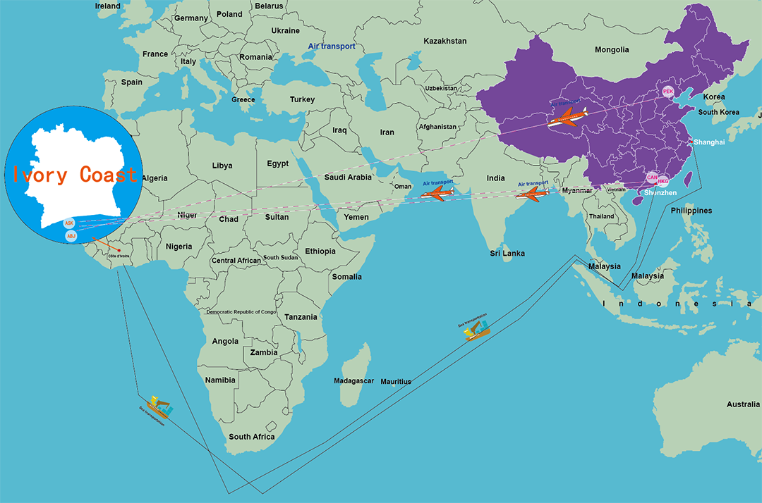  Coûts logistiques pour le transport de la Chine vers la Côte d’Ivoire